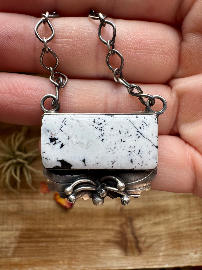 Bar Necklace - White Buffalo & Sterling Silver