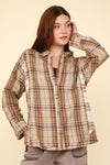 Contrast Plaid Raw Detail Shirt