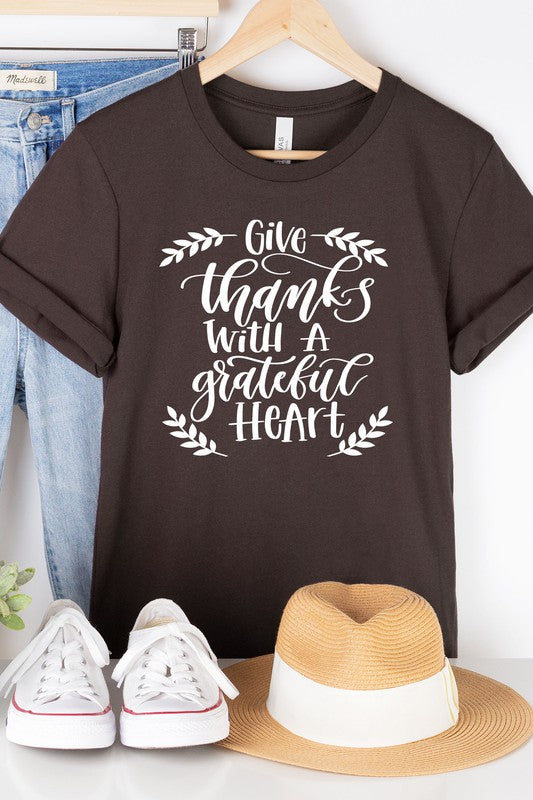 Give Thanks Grateful Heart Fall Graphic Tee