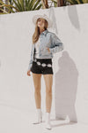 Denim Chevron Fringe Jacket