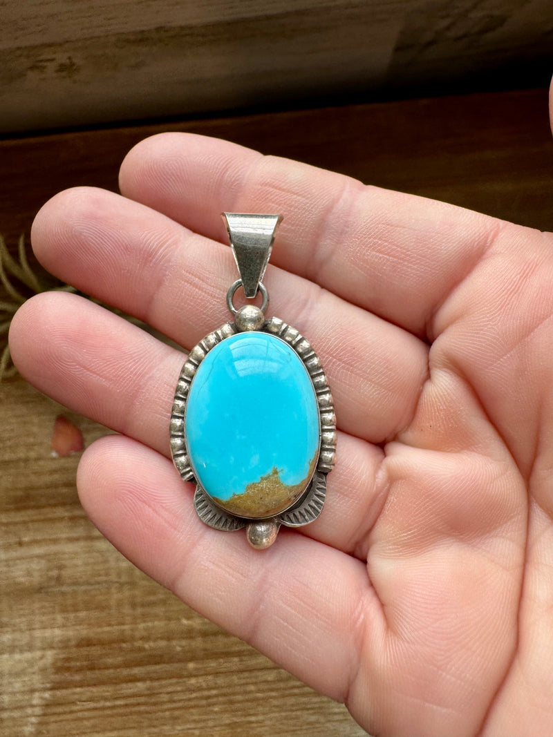 Oval Pendant - Kingman Turquoise & Sterling Silver