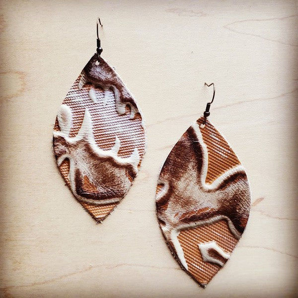 Leather Oval Earrings-Brown and Sienna Laredo