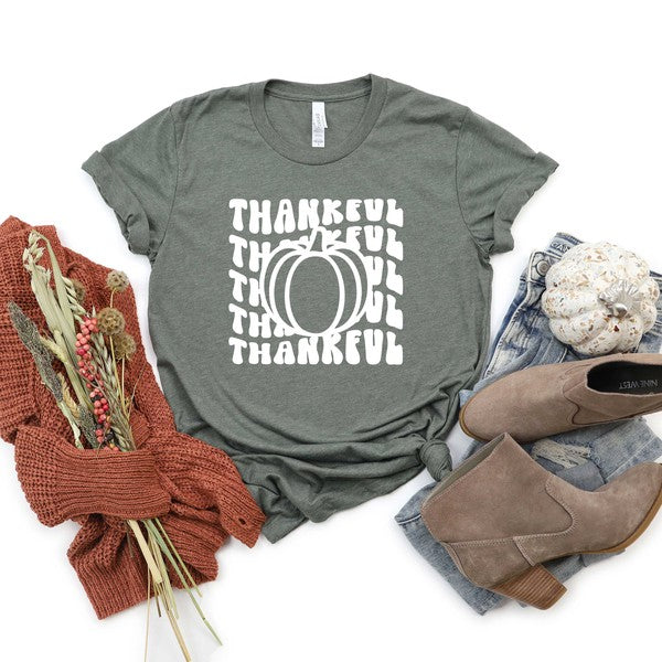 Stacked Thankful Pumpkin Short Sleeve Graphic Tee