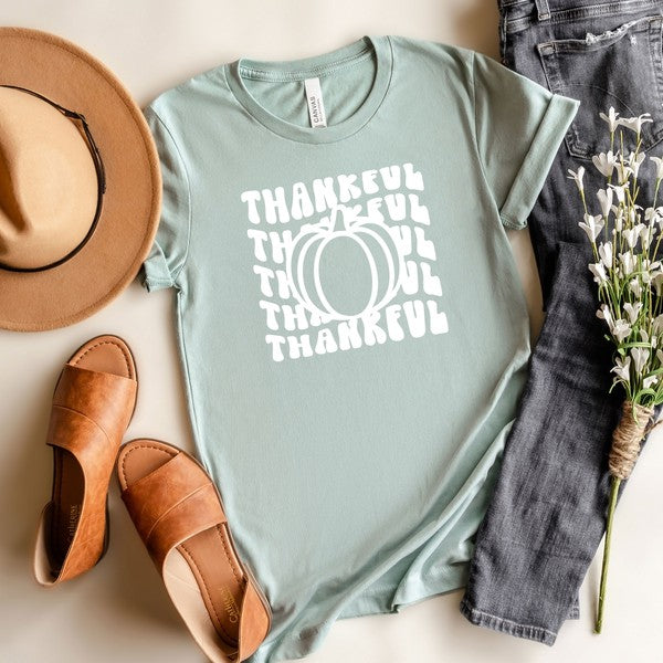 Stacked Thankful Pumpkin Short Sleeve Graphic Tee