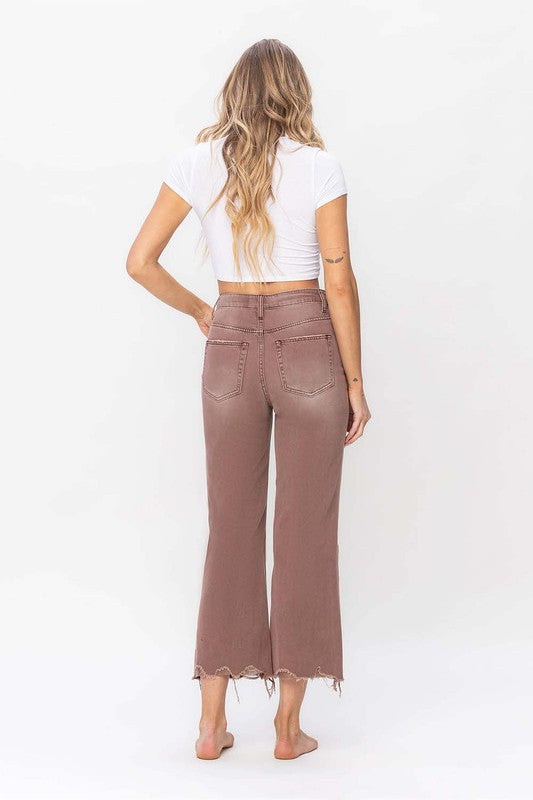 Vintage High Waisted Wide Leg Cropped Flare Jeans For Women With
