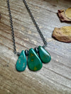 16-Inch Green Turquoise Necklace with Sterling Silver Pearls