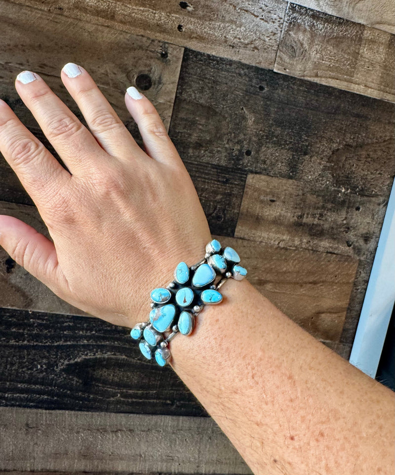 Cuff - Sterling silver Cuff Bracelet with Golden Hills turquoise