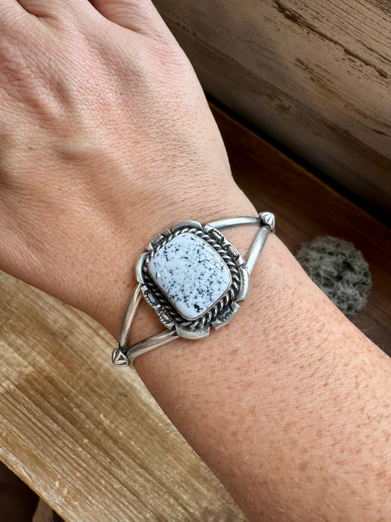 Cuff Bracelet- White Buffalo and Sterling silver