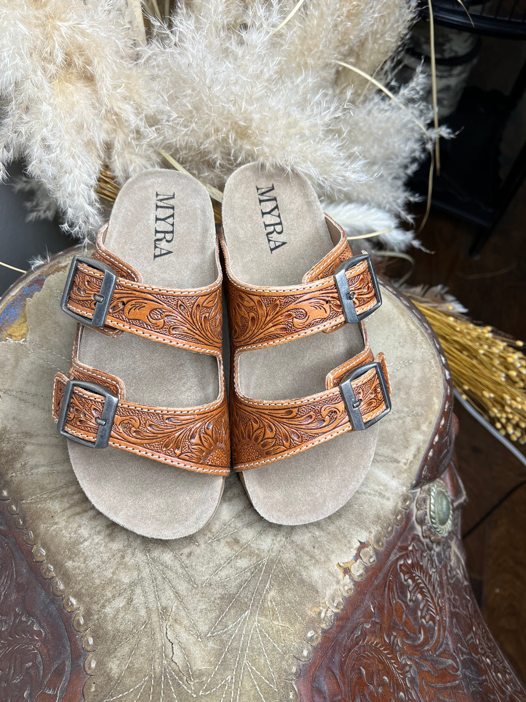 Megan Hand Tooled Sandals