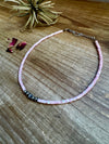 Pink shell heishi choker with Sterling Silver Pearls