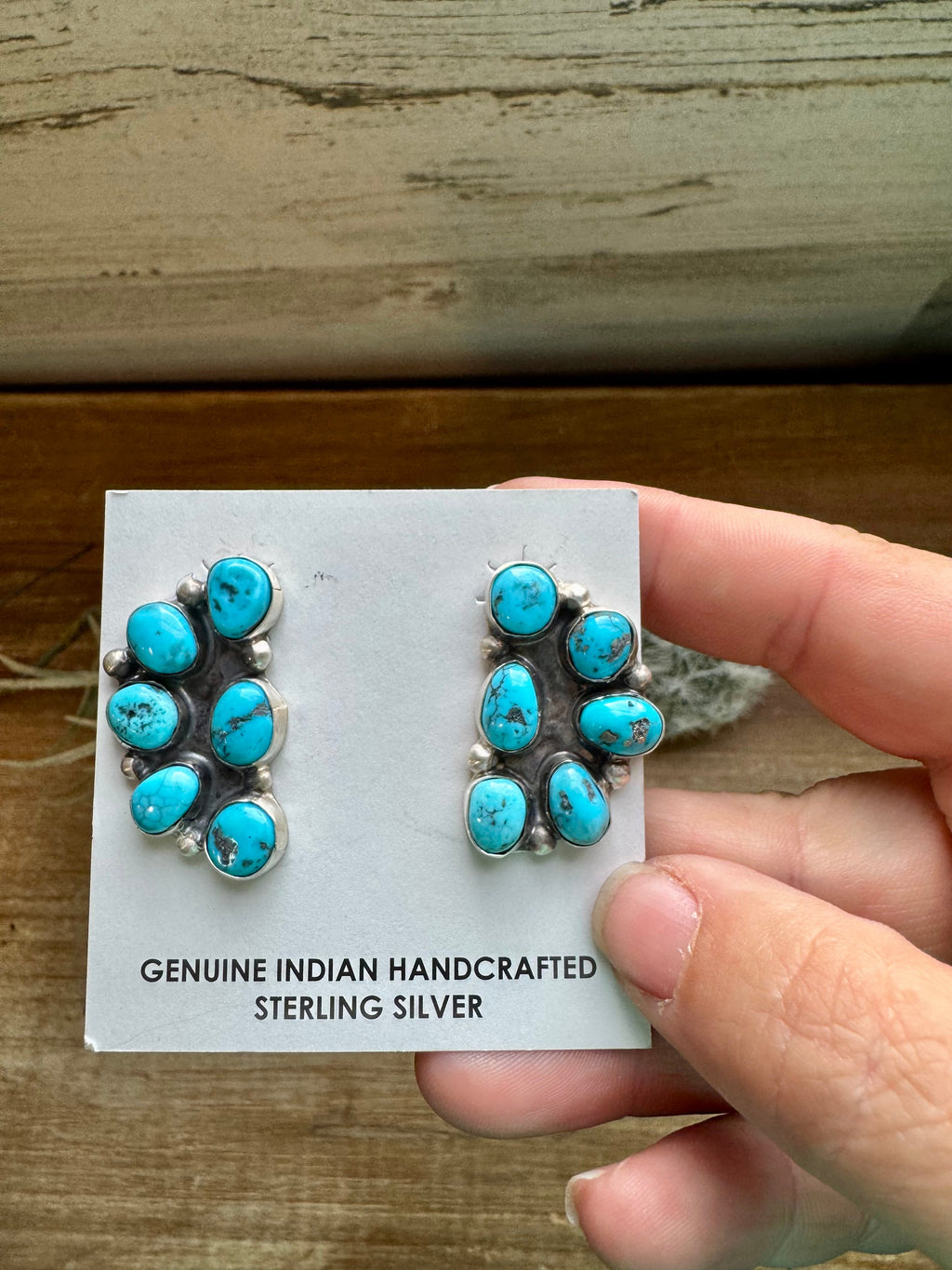 Big Cluster stud earrings - sterling silver and turquoise