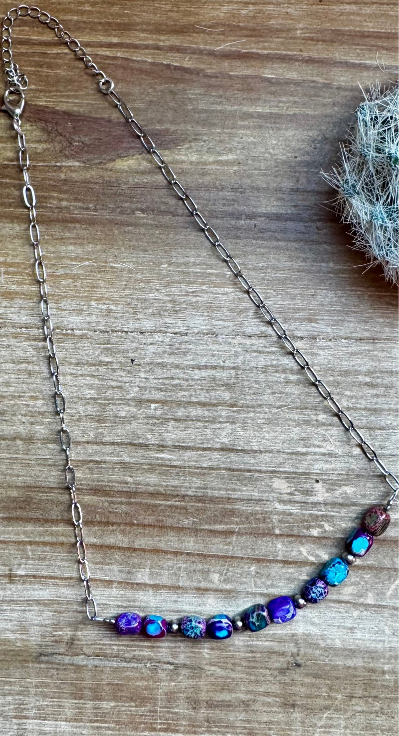 15.5 inch chain choker and Verascite sea sediment and sterling silver