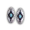 Azure Aztec Patterned Metal Stud Fashion Earrings