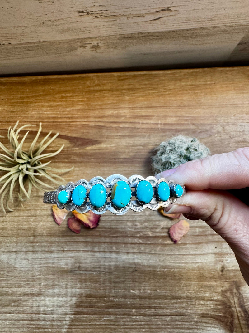 Cuff Bracelet - Kingman Turquoise & Sterling Silver