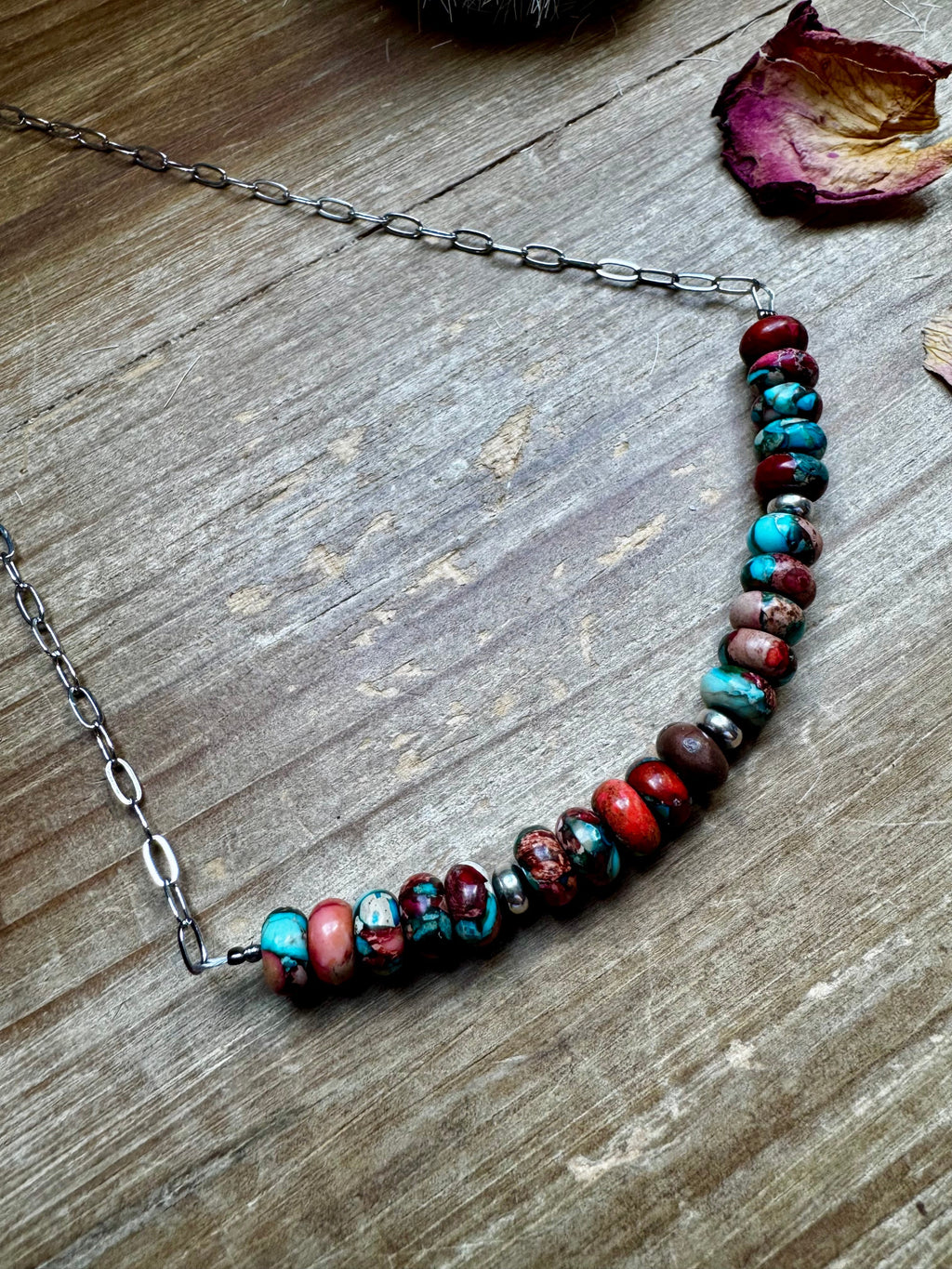 16.5 inch chain choker and Verascite sea sediment and sterling silver