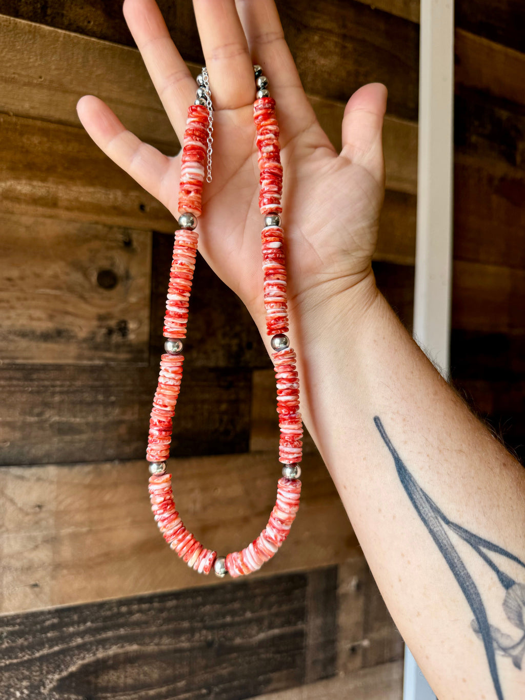 19 inch - NFR collection - sterling silver and red spiny