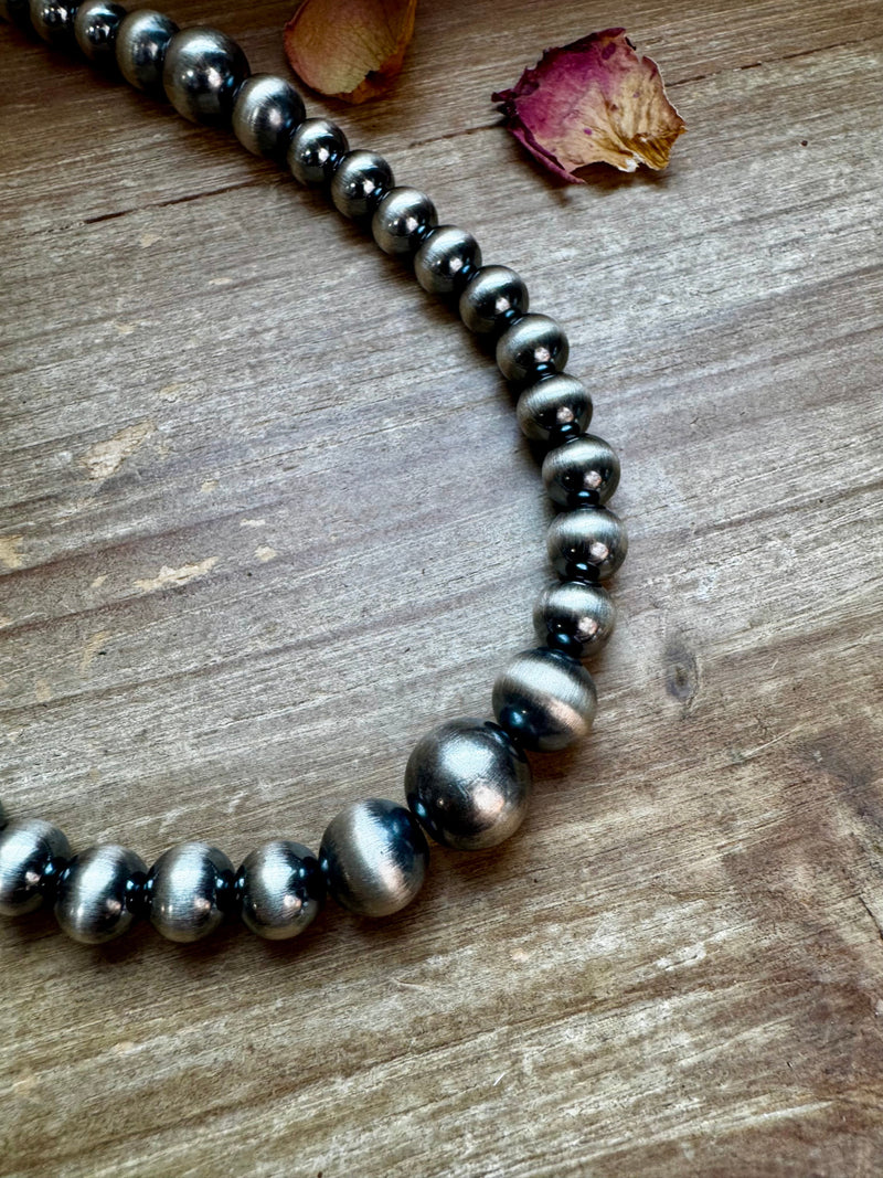 20 1/2 inch graduated 10 to 14 mm Sterling Silver Pearls necklace
