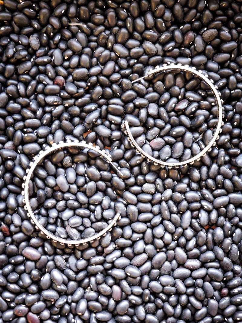 June Stud Bubble Hoop Fashion Earring - Silver