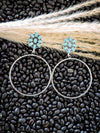 Poppy Stud Dangle Hoop Fashion Earrings