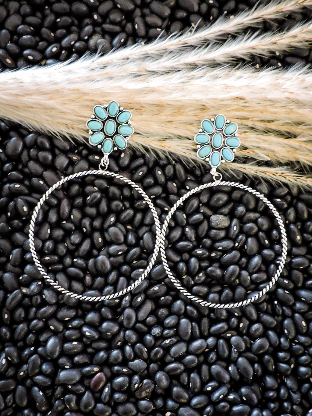 Poppy Stud Dangle Hoop Fashion Earrings