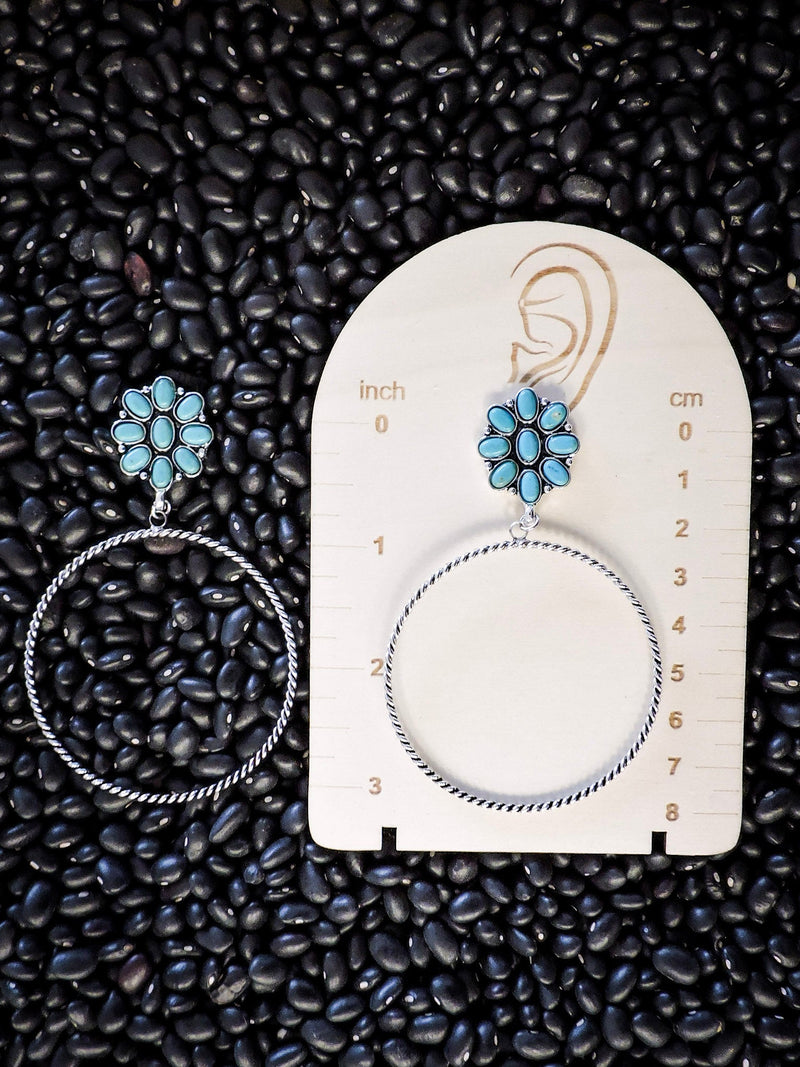 Poppy Stud Dangle Hoop Fashion Earrings