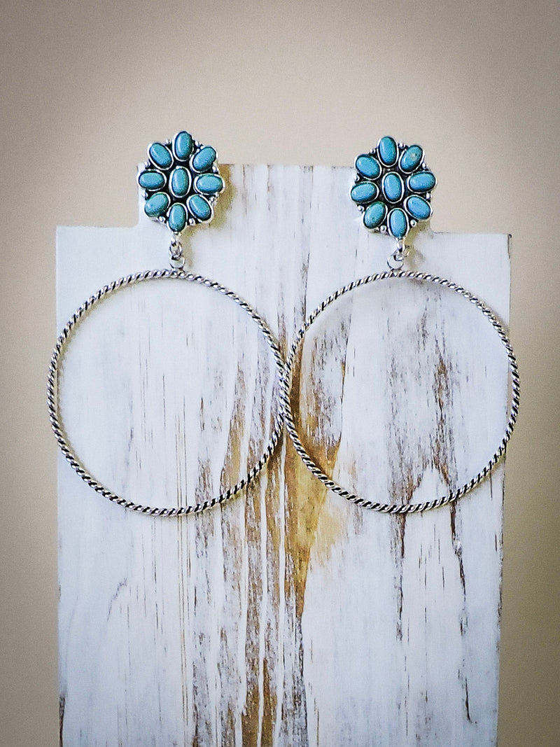 Poppy Stud Dangle Hoop Fashion Earrings