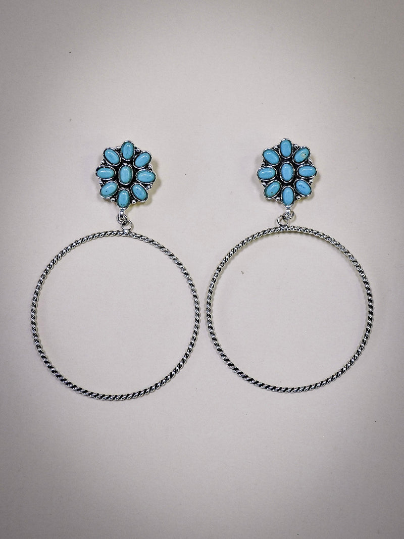 Poppy Stud Dangle Hoop Fashion Earrings