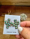 Cactus earrings stud - sterling silver and turquoise