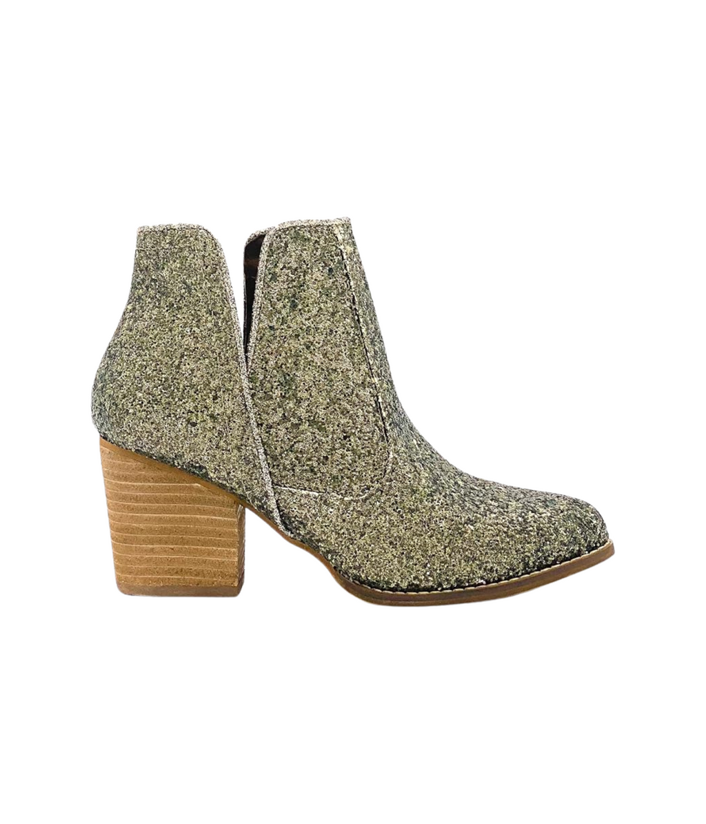 Fiera Glitter Booties in Bronze