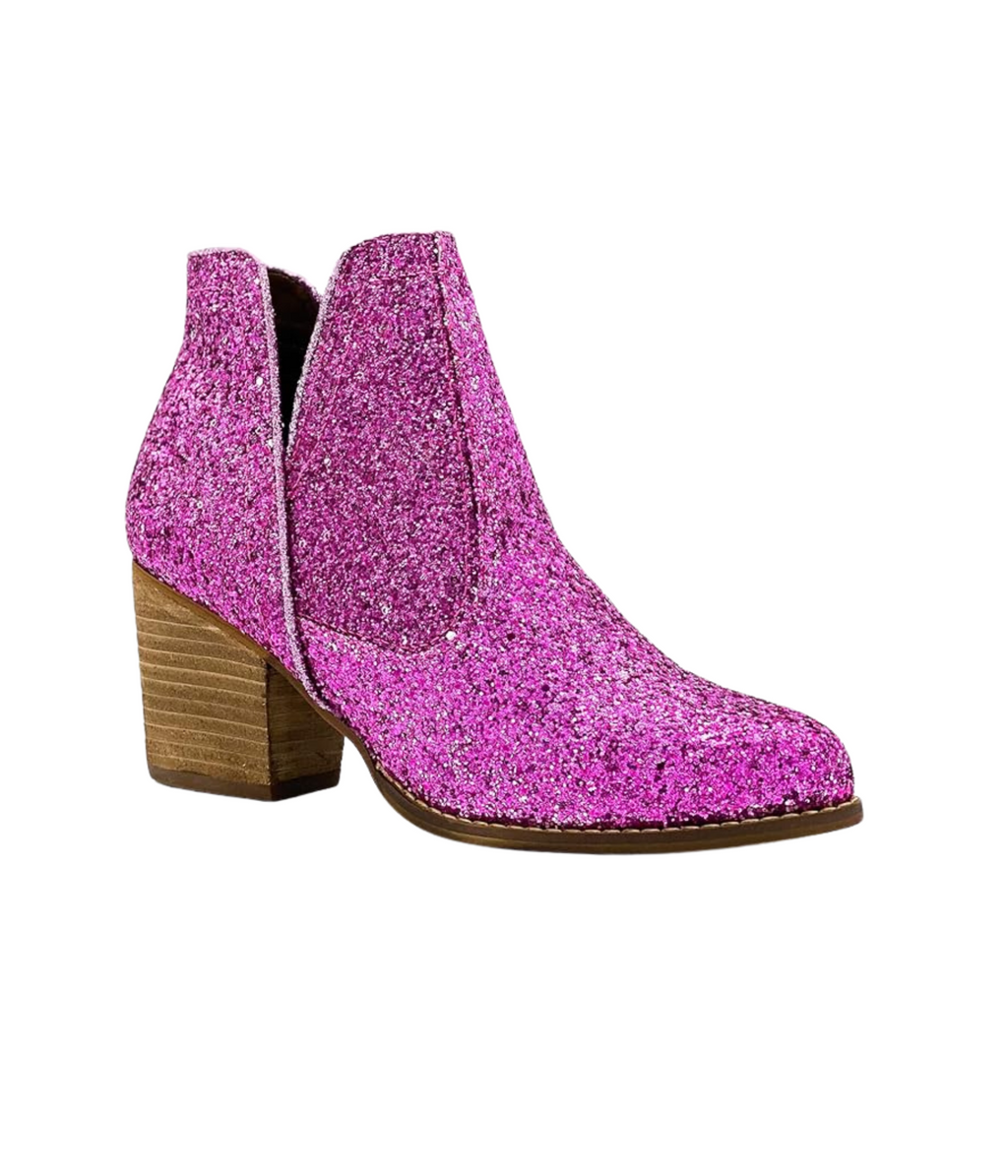 Fiera Glitter Booties in Pink