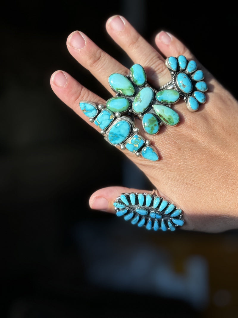 Big Ring - adjustable turquoise ring and sterling silver