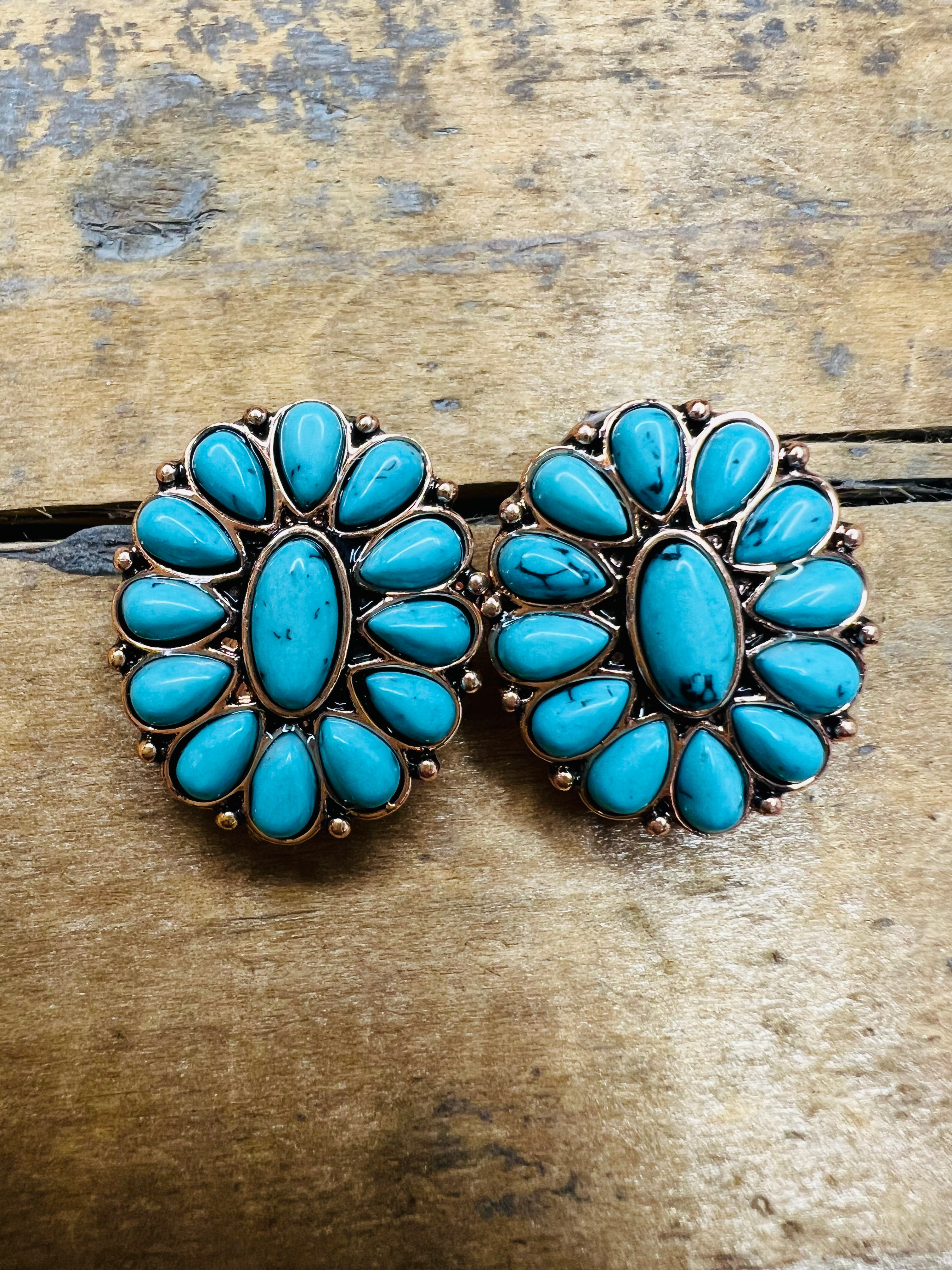 Cyber store Monday Sale! Native American Turquoise Sterling Silver Earrings 24 hour Shipping