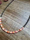 15-Inch Spiny Oyster Heishi Necklace – Sterling Silver Pearls, Handmade