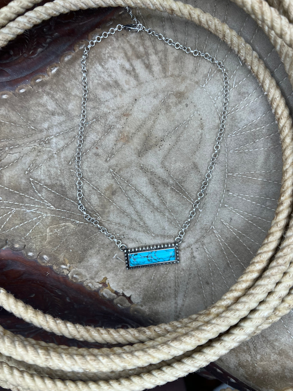 Turquoise bar necklace