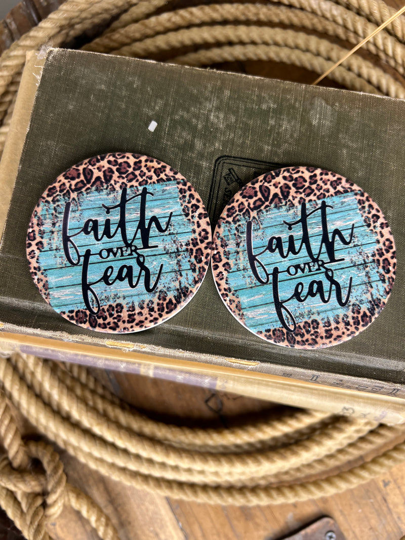 Faith over Fear car coasters