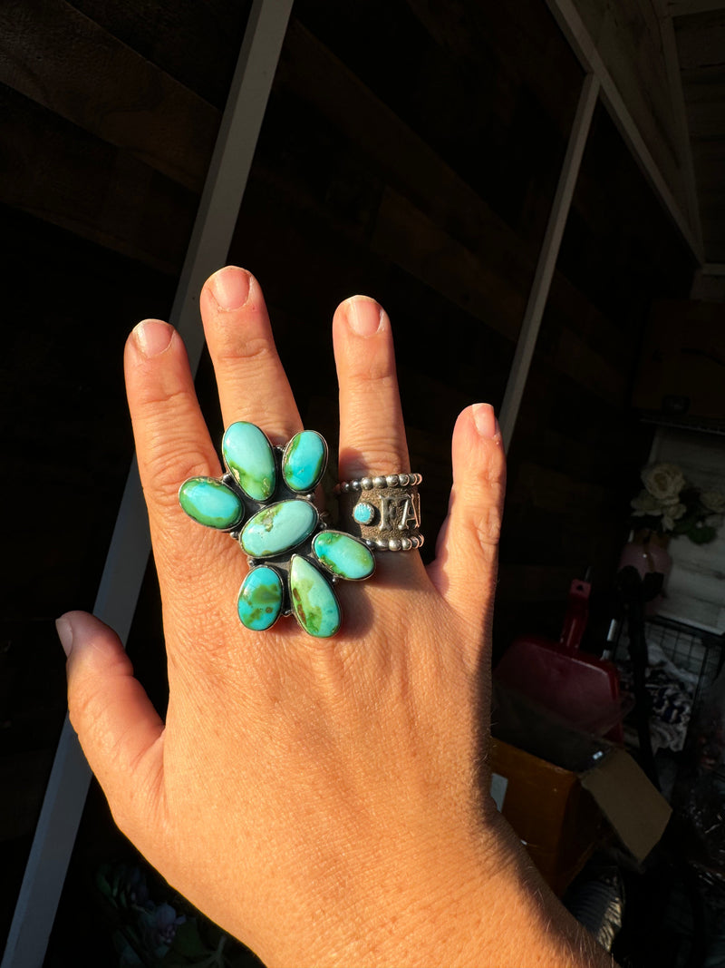 Big Ring - adjustable turquoise ring and sterling silver