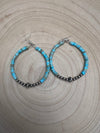 Hoop Earrings With Turquoise & Sterling Silver Pearls & Saucer