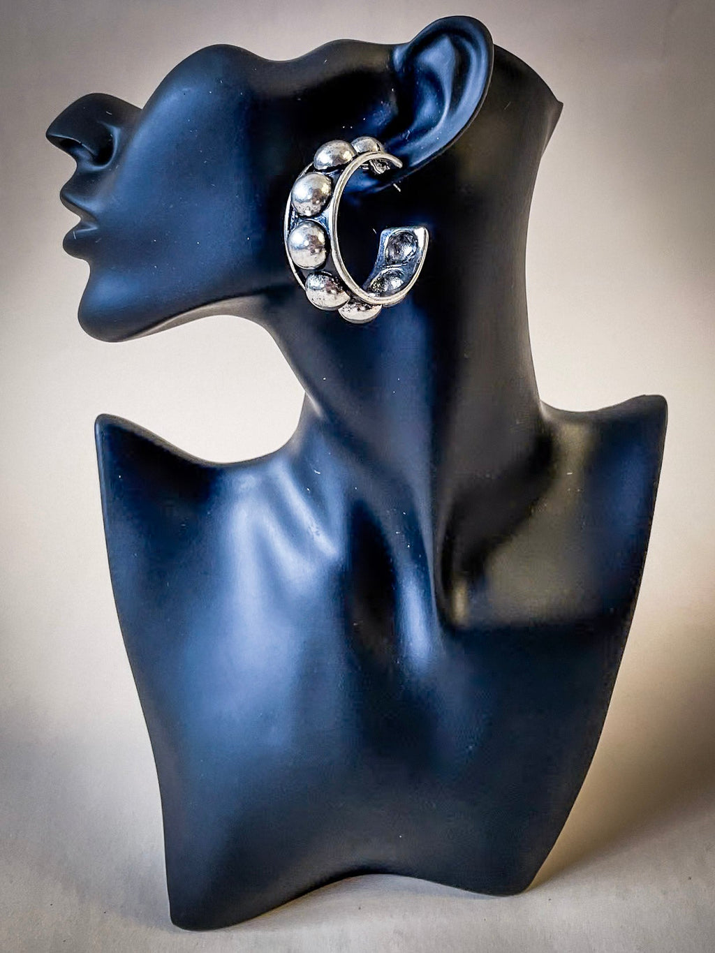 Austin Bubble Stud Hoop Fashion Earring - Silver