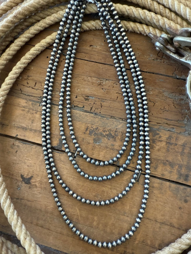 Silver Pearl Necklace - 5 MM