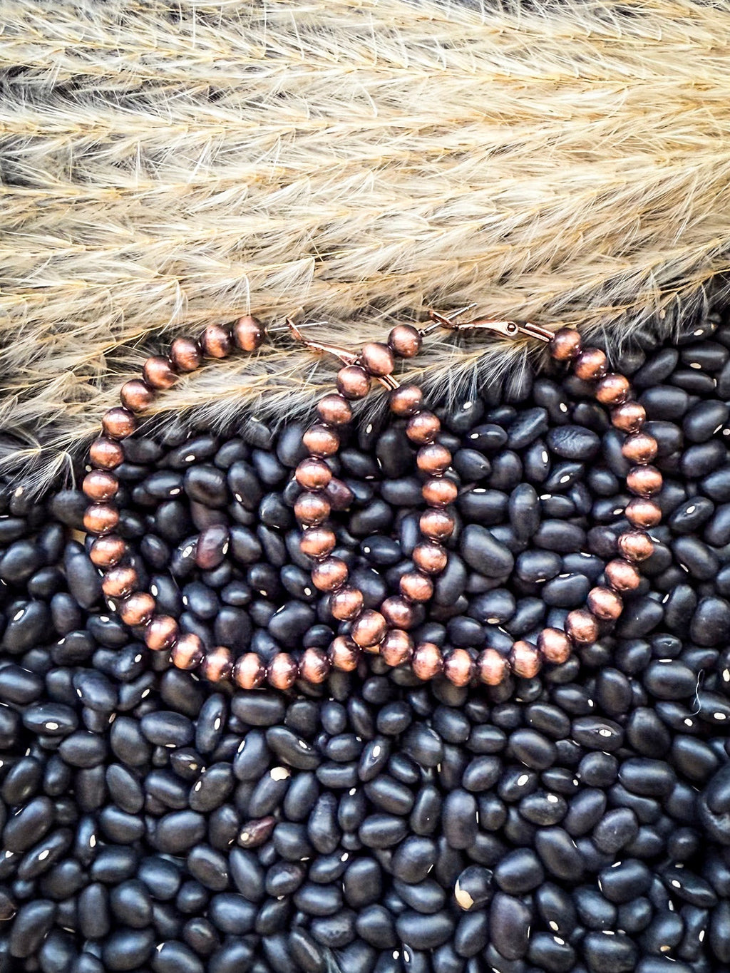 Darcy Navajo Style Pearl Fashion Hoop Earrings