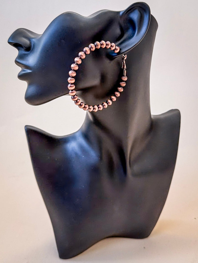 Darcy Navajo Style Pearl Fashion Hoop Earrings