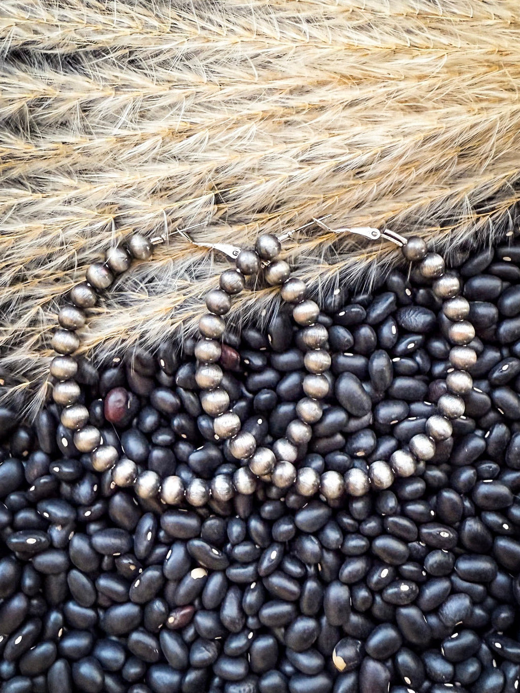 Marcy Navajo Style Pearl Hoop Fashion Earrings