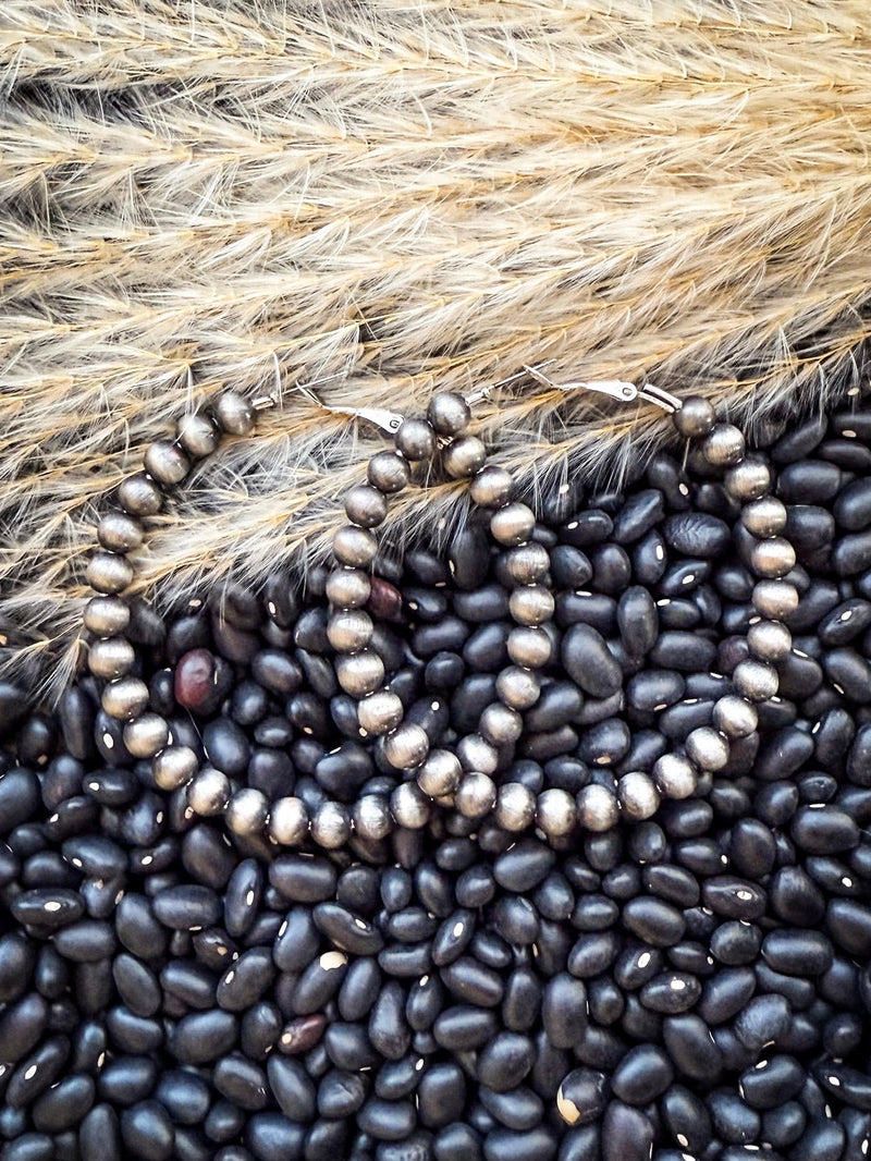 Marcy Navajo Style Pearl Hoop Fashion Earrings