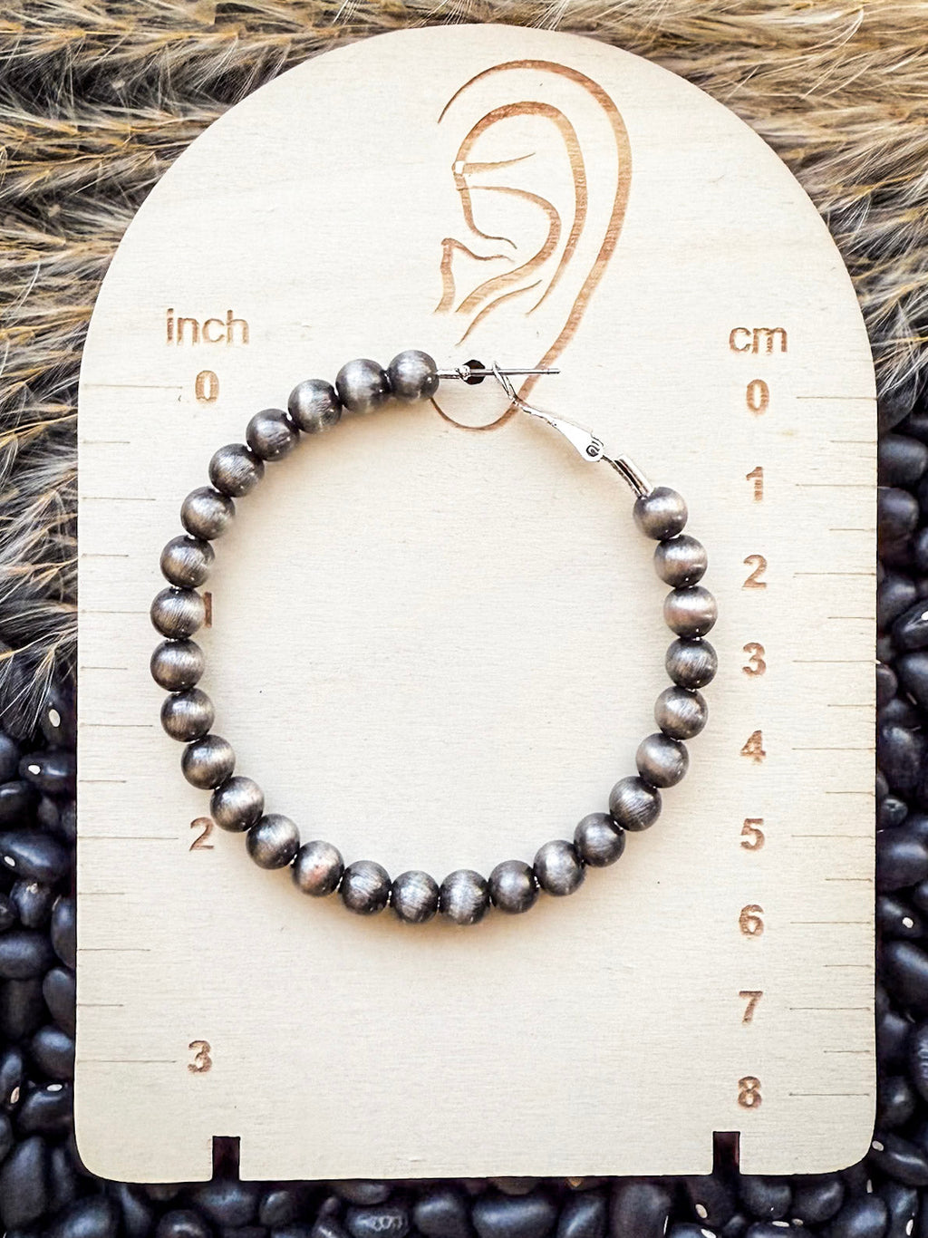 Marcy Navajo Style Pearl Hoop Fashion Earrings