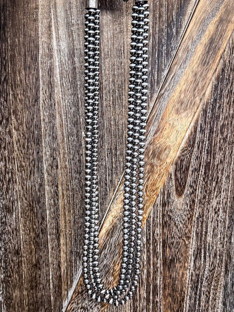 Polly Navajo Style Pearl Layer Fashion Necklace