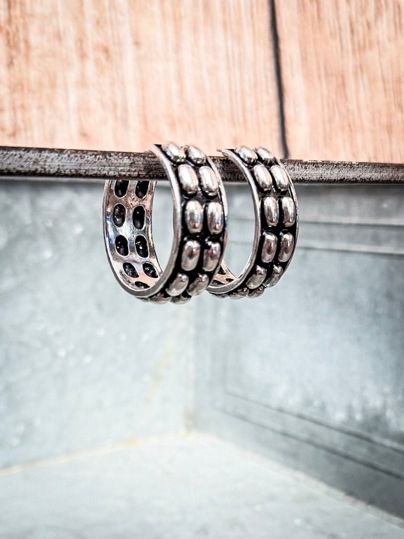 Abilene Metal Bubble Fashion Stud Hoop Earrings