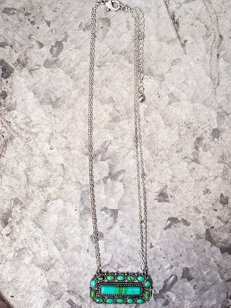 Cora Western Stone Pendant Fashion Necklace