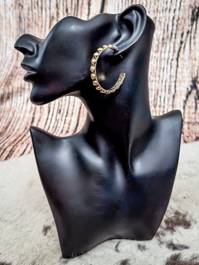 Galveston Metal Bubble Fashion Stud Hoop Earrings - Gold