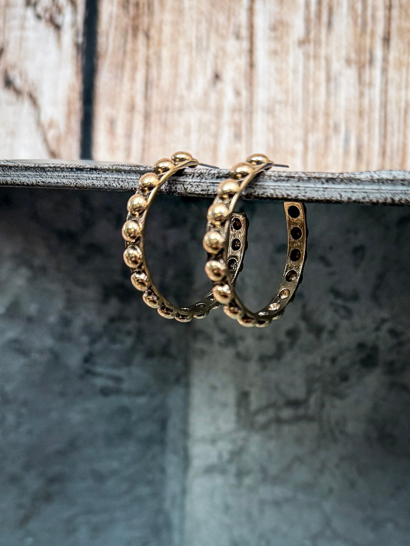Galveston Metal Bubble Fashion Stud Hoop Earrings - Gold
