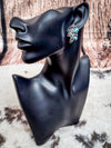 The Thunderbolt Studs – Checker & Aqua Stone Fashion Earrings